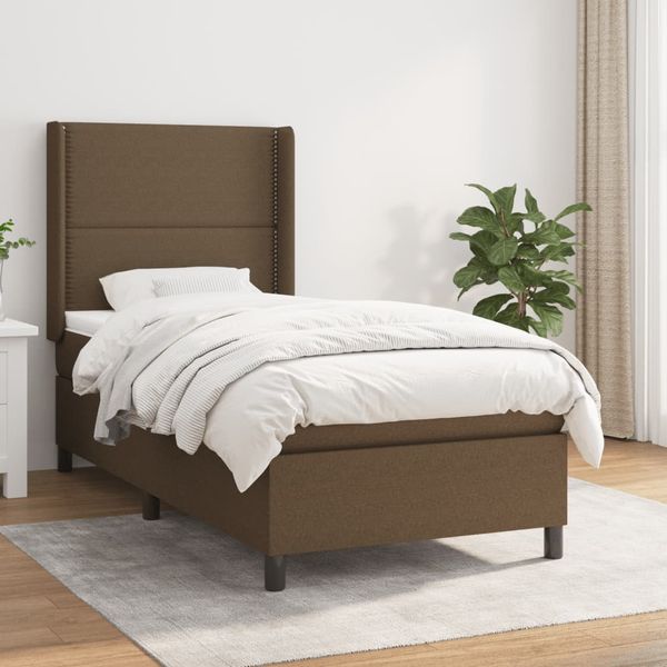 vidaXL Boxspring posteľ s matracom tmavohnedá 90x190 cm látka