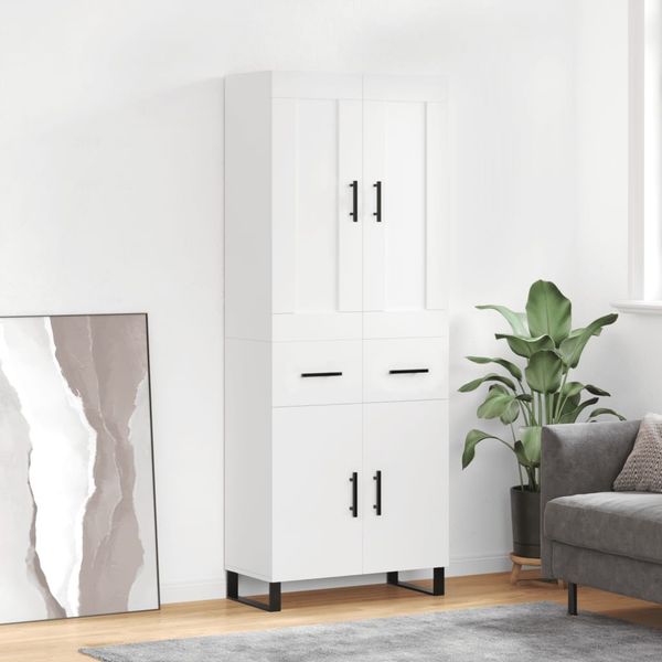 vidaXL Vysoká skrinka biela 69,5x34x180 cm spracované drevo