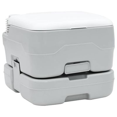 vidaXL Kempingové WC Šedý a biely 41,5 x 36,5 x 30 cm Polyetylén