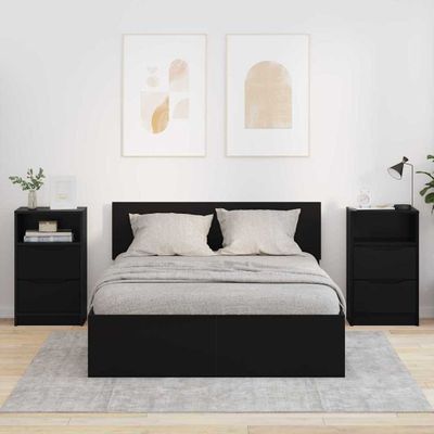 vidaXL Nočné stolíky 2 pcs Čierna 40 x 30 x 467 cm Kompozitné drevo