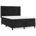 vidaXL Posteľný rám boxspring s matracom čierny 140x200 cm zamat