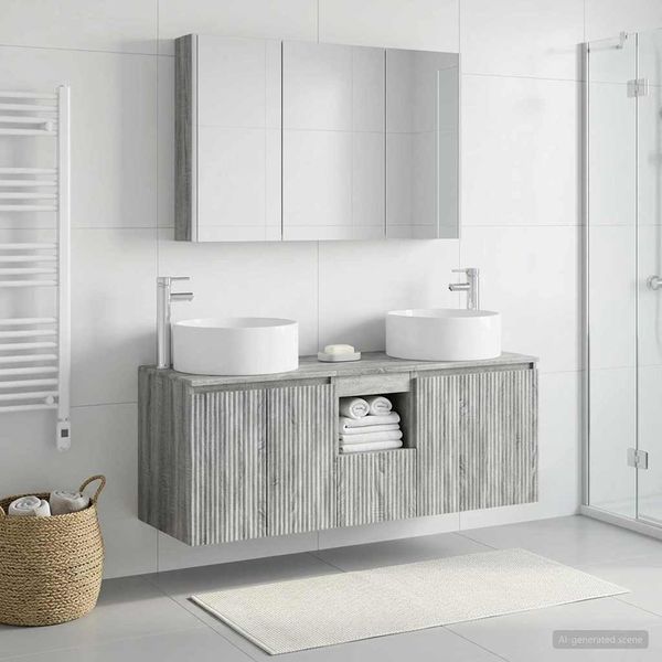 vidaXL Set kabinetov do kúpeľne 4 pcs Sivý Sonoma 103,5 x 15,5 x 70 cm