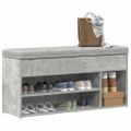 vidaXL lavica na topánky betónová sivá 102 x 30,5 x 45 cm umelé drevo
