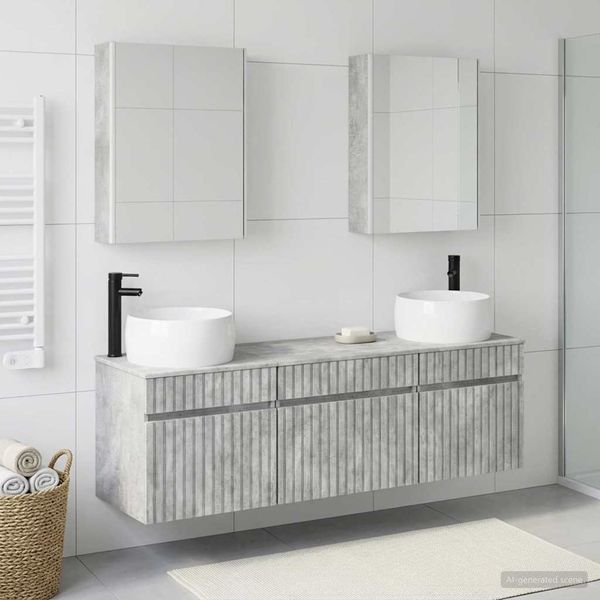 vidaXL Set kabinetov do kúpeľne 5 pcs Betónovo sivá 53 x 15,5 x 70 cm