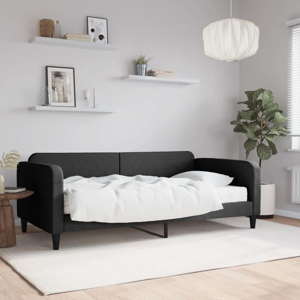 vidaXL Denná posteľ s matracom čierna 100x200 cm látka