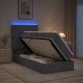 vidaXL LED úložná posteľ s matracom Tmavosivá 90 x 190 cm Zamat