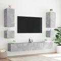 vidaXL 6-dielne TV nástenné skrinky s LED svetlami betónovo sivé