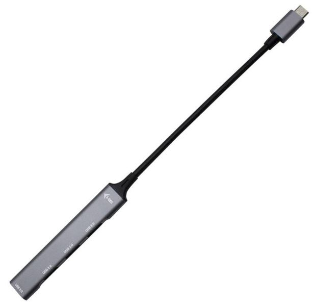 i-tec USB 3.0 kovový pasívny 4-portový HUB USB Hub, externý, USB typ C na 1x USB 3.0 a 3x USB 2.0, sivý