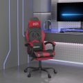 vidaXL Otočná herná stolička s podnožkou čierna a vínová umelá koža