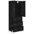 vidaXL Highboard Čierny dub 69,5 x 34 x 180 cm Kompozitné drevo