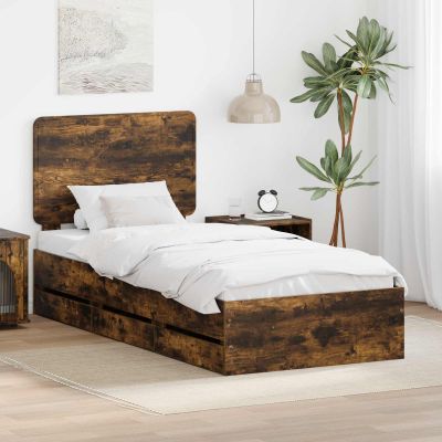 vidaXL Rám postele Dymová dub 100 x 200 cm Inžinierske drevo