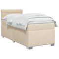 vidaXL Posteľ boxspring s matracom Krémová 90 x 190 cm Látka