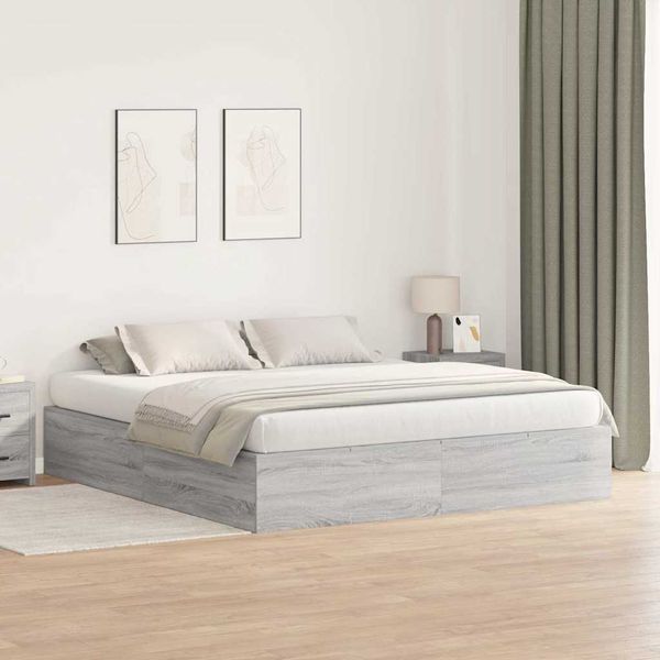 vidaXL Rám postele s úložným prostorem Sivý Sonoma 200 x 200 cm
