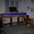 vidaXL Stôl s LED svetlami staré drevo 200x104x91 cm kompozitné drevo
