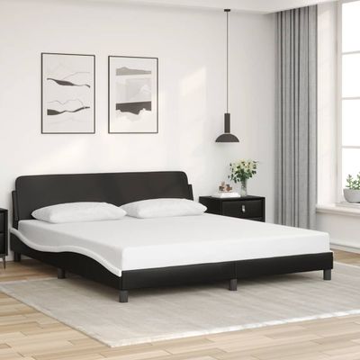 vidaXL Rám postele Dover čierno-biely 180x200 cm umelá koža
