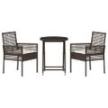 vidaXL Záhradný bistro set 3 ks Hnedá polyratan
