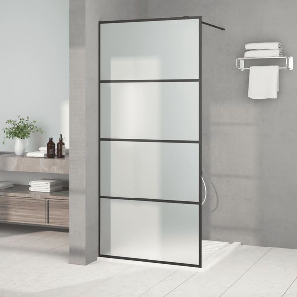 vidaXL Sprchová zástena čierna 90x195 cm matné ESG sklo