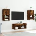 vidaXL 4-dielne TV nástenné skrinky s LED svetlami dymový dub