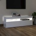 vidaXL TV skrinka s LED svetlami lesklá biela 120x35x40 cm