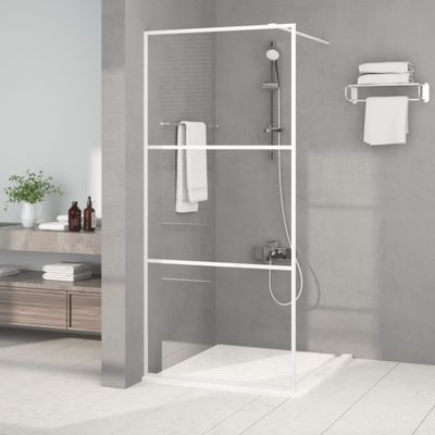 vidaXL Sprchová zástena biela 90x195 cm priehľadné ESG sklo