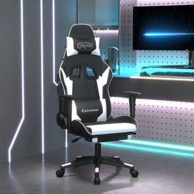 vidaXL Herná stolička s podnožkou čierna a biela umelá koža