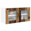 vidaXL Nástenný sklenený kabinet PORTO Staré drevo 80 x 31 x 40 cm