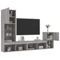 vidaXL 4-dielne TV nástenné skrinky s LED sivé sonoma kompozitné drevo