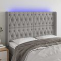 vidaXL Čelo postele s LED bledosivé 163x16x118/128 cm látka