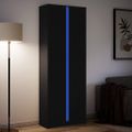 vidaXL Vysoká skrinka s LED čierna 74x32,5x200 cm kompozitné drevo