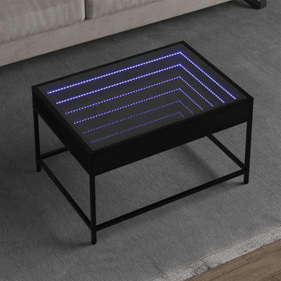 vidaXL Konferenčný stolík s nekonečnými LED čierny 70x50x41 cm