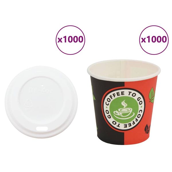 vidaXL Papierové poháre na kávu s viečkami 1000 ks 120 ml