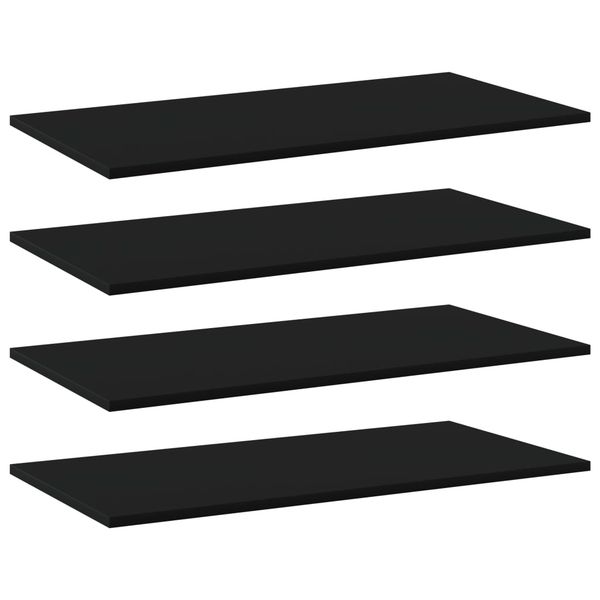 vidaXL Prídavné police 4 ks, čierne 80x40x1,5 cm, drevotrieska