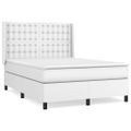 vidaXL Boxspring posteľ s matracom biely 140x190 cm umelá koža