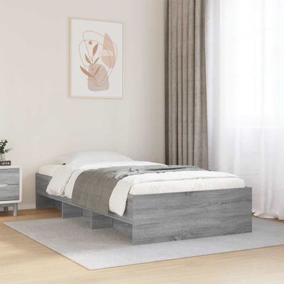 vidaXL Posteľný rám sivý dub sonoma 100x200 cm borovicový masív