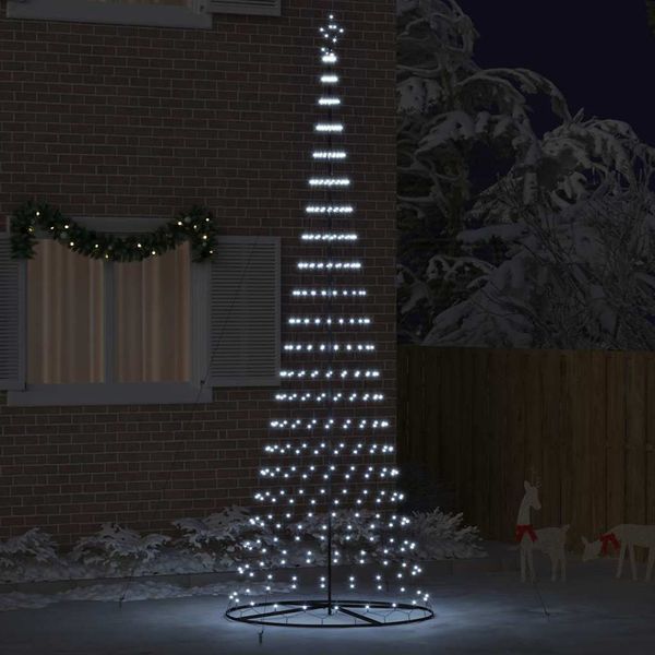 vidaXL LED vianočný stromček s 455 LED-i Studená biela 399 cm Kov
