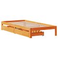 vidaXL Posteľný rám so zásuvkami voskovohnedý 90x200 cm borovic. masív