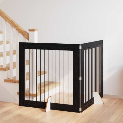 vidaXL Brána pre psov so stojanmi 2 pcs Čierny dub 100 x 100 cm