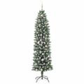 vidaXL Umelý chudý vianočný strom Zelená a biela 210 cm