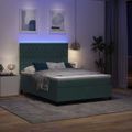 vidaXL LED box s pružinami s matracmi Tmavozelená 160 x 200 cm Zamat