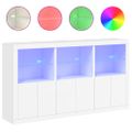 vidaXL Komoda s LED svetlami biela 181,5x37x100 cm