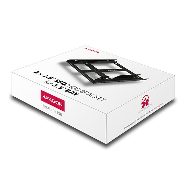 AXAGON RHD-225, kovový rámeček pre 2x 2,5" HDD/SSD do 3,5" pozície, montáž ventilátora