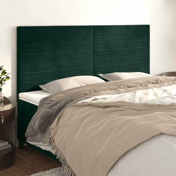 vidaXL Čelo postele tmavozelené 160x5x118/128 cm zamatové