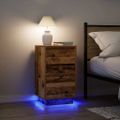 vidaXL Nočná skrinka s LED osvetlením Staré drevo 38x34x65 cm
