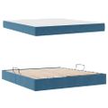 vidaXL Postel s úložným prostorem a matrací Tmavomodrá 160 x 200 cm