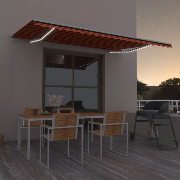 vidaXL Ručne zaťahovacia markíza s LED 500x300 cm oranžovo-hnedá