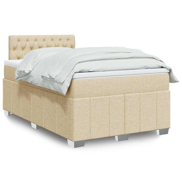 vidaXL Boxspring posteľ s matracom krémový 120x200 cm látka