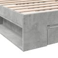 vidaXL Posteľný rám so zásuvkou betónovosivý 100x200 cm kompozit.drevo