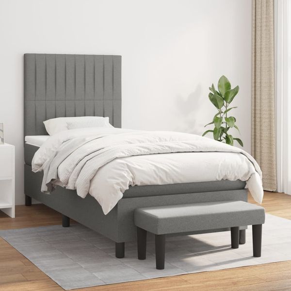 vidaXL Boxspring posteľ s matracom tmavosivá 100x200 cm látka