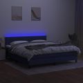vidaXL Posteľ boxsping s matracom a LED modrá 160x200 cm látka