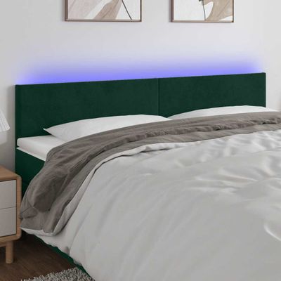 vidaXL Čelo postele s LED tmavozelené 160x5x78/88 cm zamat